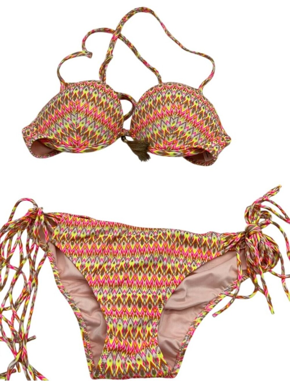 Shade & Shore Women Bikini Set Light-Lift Bikini Top Sz 36B Bottom Multi Chevron